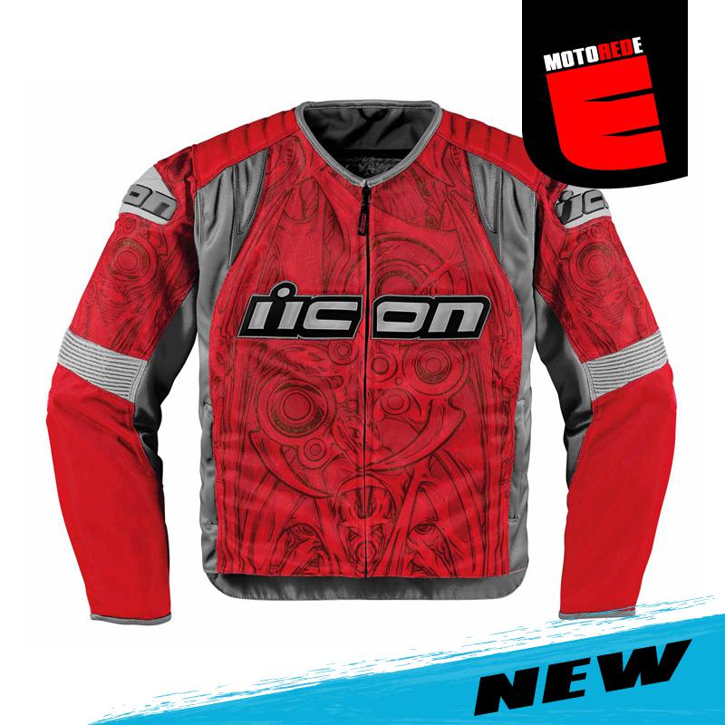 Icon overlord sportbike sb1 motorcycle textile jacket red gray 2xlarge xxl