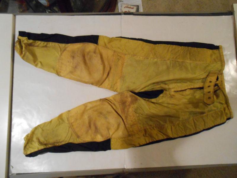 Vintage 1970's mx racing pants,yellow an black,leather crotch an knees,waist