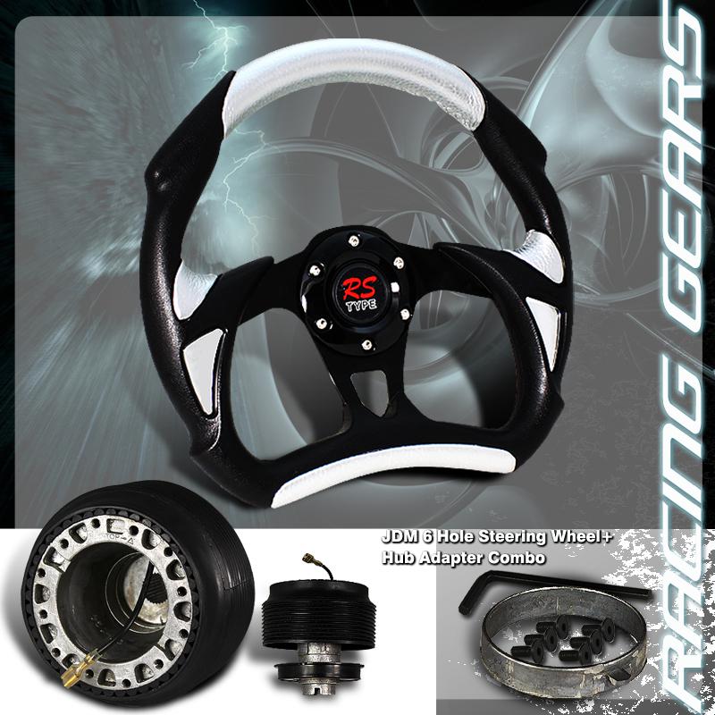 Find Honda Civic Acura Integra 6 Hole PVC Black & Silver Steering Wheel