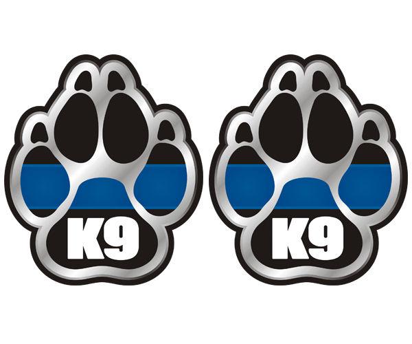 Police k9 paw decal set 4"x3.4" k-9 dog unit thin blue line sticker k1 u5ab