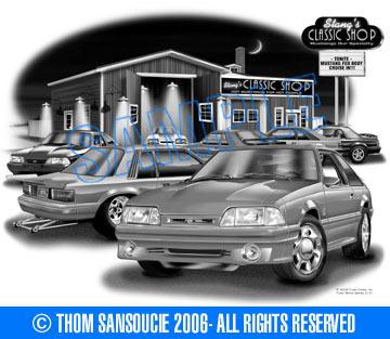 Mustang 85,86,87,88 muscle fox body car art auto print   ** free usa shipping **