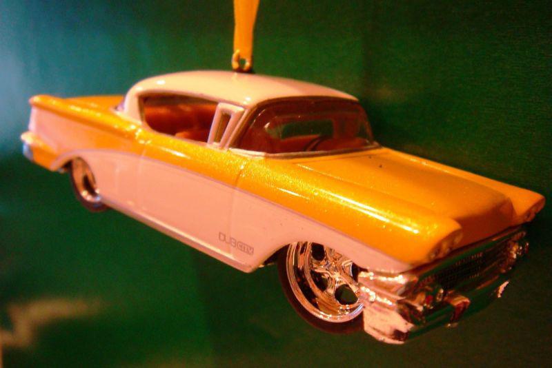 1958 '58 chevrolet chevy impala lowrider yellow christmas tree ornament