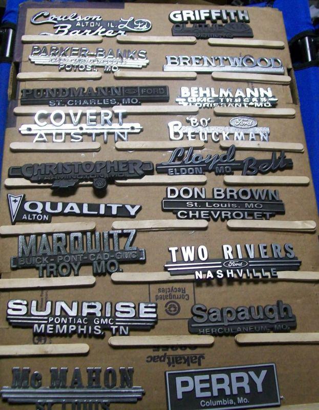 Huge lot dealer emblems 50 different cheap! less than $1 each
