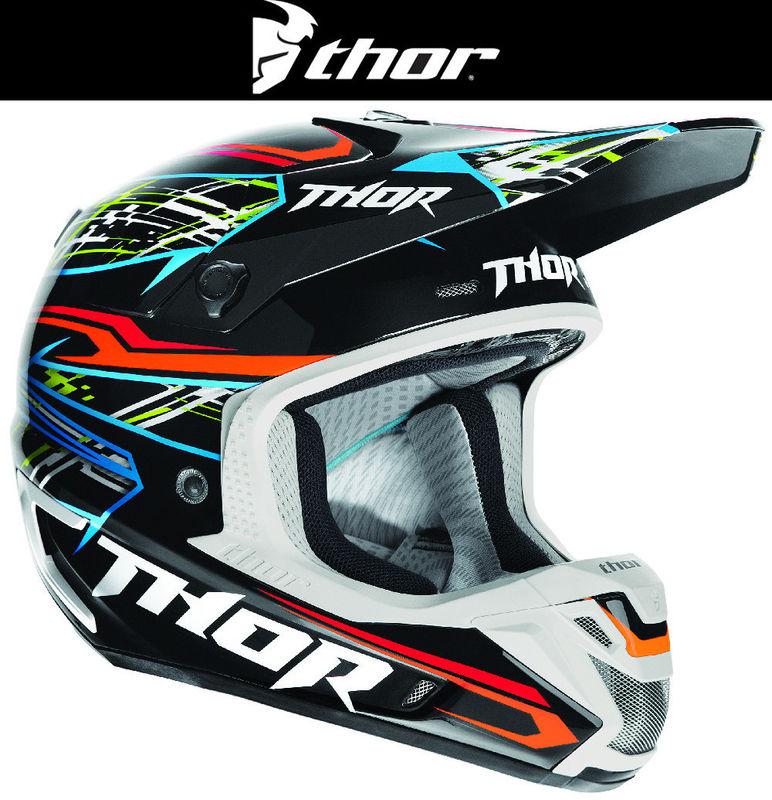 Thor verge boxed black white dirt bike helmet motocross mx atv 2014