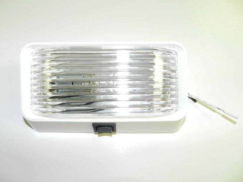 12 volt rv porch light rectangle clear lens camper rv trailer white with switch