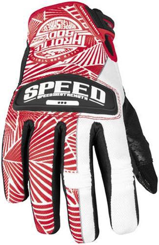 New speed & strength throttle body womens leather/mesh gloves, red/white, xl