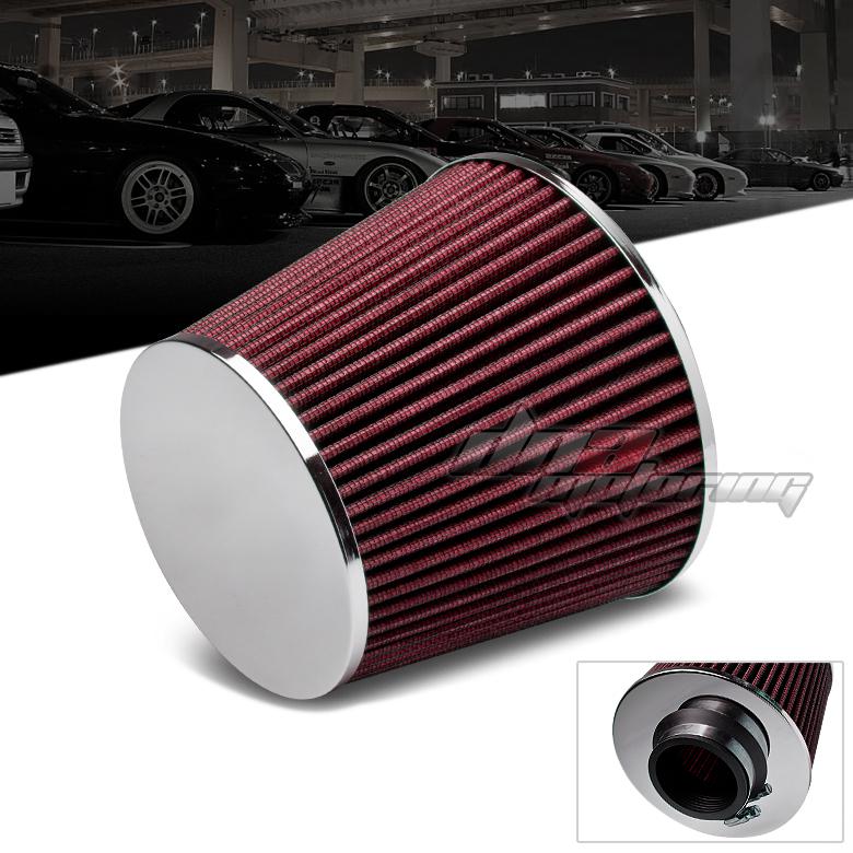 3" red cold air/short ram intake/turbocharger racing flat-top cone gauze filter