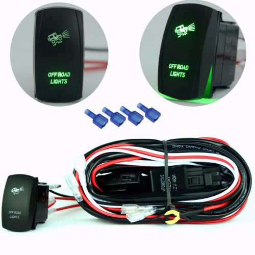 Mictuning universal green off road lights rocker switch wiring harness 40a fuse