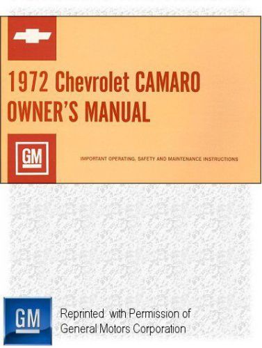 1972 chevrolet camaro owner&#039;s manual