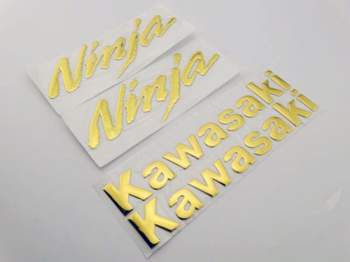 1 set gold 3d decal kawasaki tank/fairing emblem ninja250 650r zx-6r 10r 14r zzr