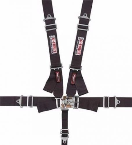 G-force 6000bk 5 point 16.1 sfi racing harness latch seat belts - black