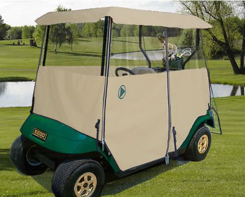 Drivable 2 person golf car cart cover enclosure tan