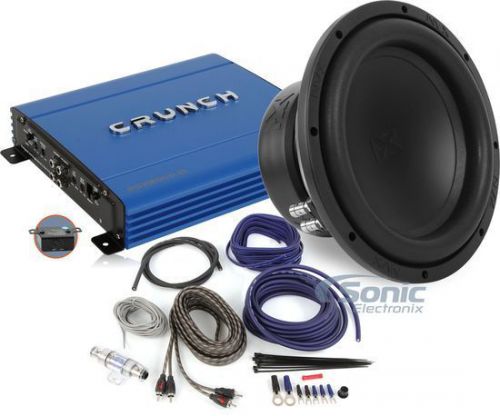 Amplified nvx + crunch bass bundle: 500w rms 10&#034; subwoofer + monoblock amplifier