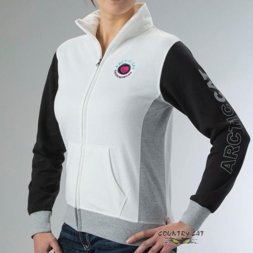 Arctic cat women&#039;s full zip sweatshirt - colorblock white gray black - 5263-88_