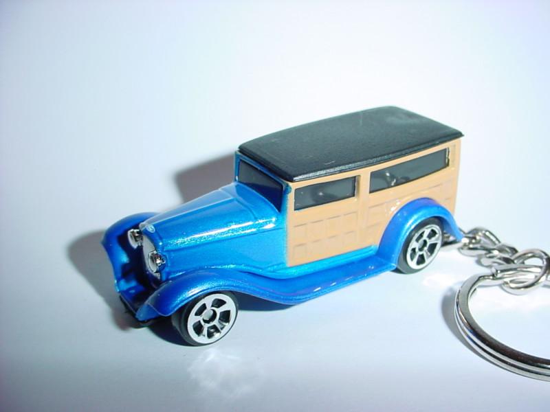 New blue 1932 ford hot rod custom keychain fob key chain keyring hotrod woody!!!