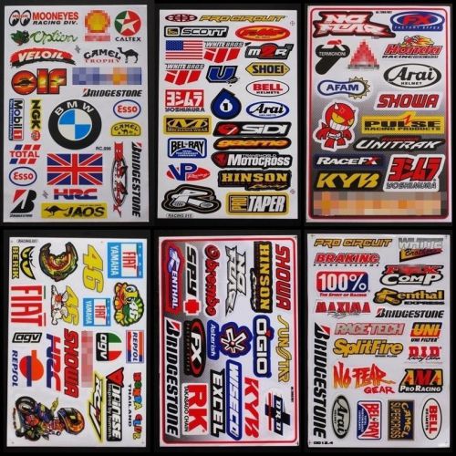 6 sh. moto-gp rossi nascar racing sport  motocross truck helmet car stickers