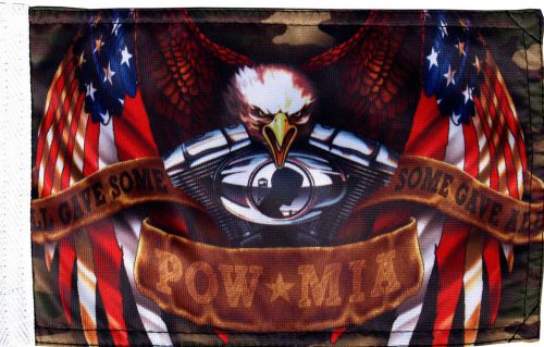 Small biker flag  eagle some gave all motorcycle biker 5.25" x 9" double sided