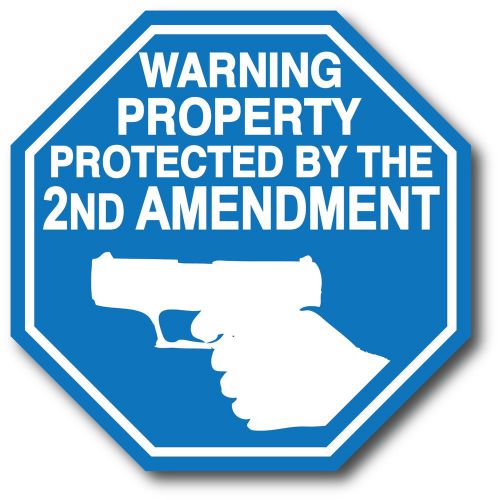Blue property protected by 2nd amendment glock gun firearm sticker decal outdoor