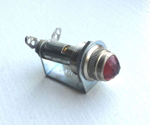 Vintage red glass lens dash gauge panel light hot rod 5/8 dialco old one