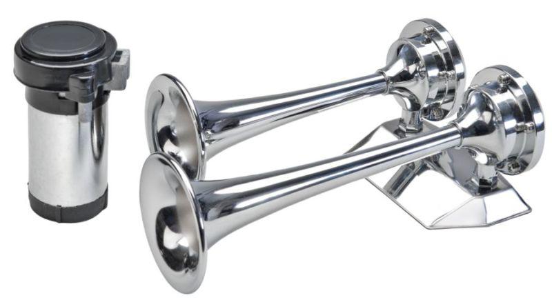 Wolo ocean alert mini dual trumpet air horn 12 volt, chrome