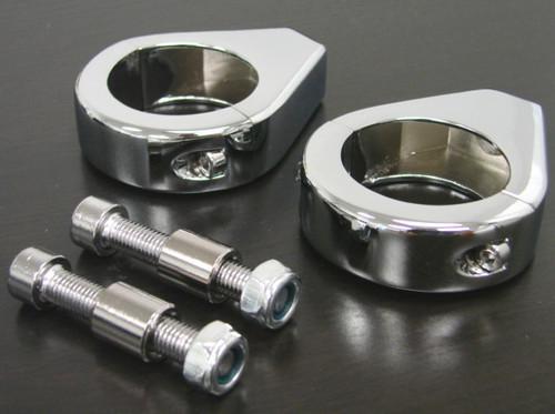 Chrome turn signal clamps for harley softail relocation mount bracket 41mm fork