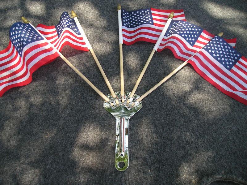 New vintage style metal flag holder  and 5 flags !