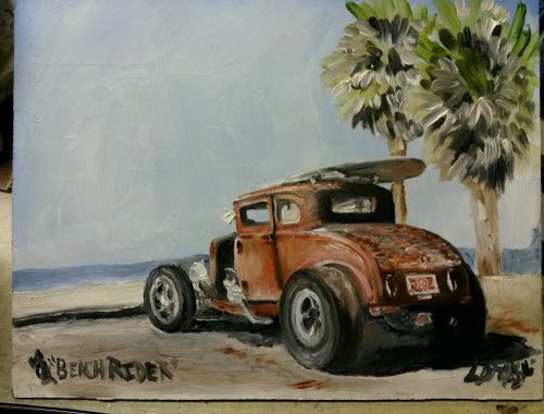 Coupe 5x7 art print ford chevy dodge hot rod rat dragster oil painting t