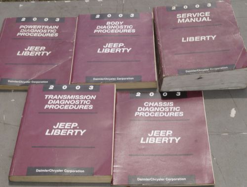 2003 jeep liberty oem service shop manual + diagnostics 5-volume set
