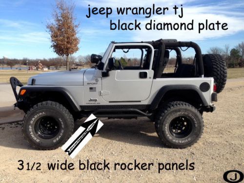 Jeep black tj wrangler 3 1/2" diamond plate rocker guards panels 1997 thr 2006