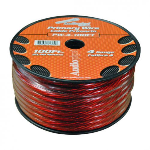 Power wire 4ga 100' red audiopipe pw4100rd wire