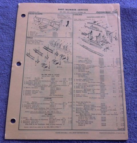1964 64 oldsmobile delta 88 98 parts manual service guide illustrations numbers