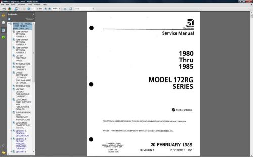Cessna 172rg maintenance parts service manuals + engine 80-85 172 rg