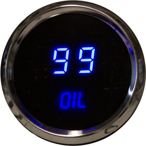 52mm 2 1/16&#034; blue leds chrome digital oil pressure gauge intellitronix sender us