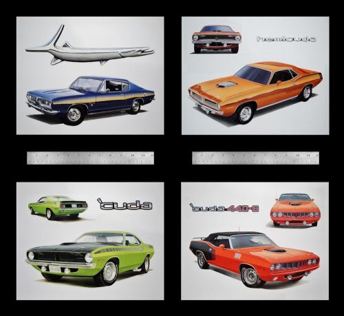 Cuda barracuda hemicuda 1970 1971 440 440+6 426 hemi - 4 plymouth posters prints