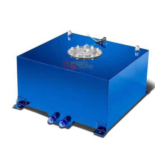 10 gallon/38l racing blue aluminum gas fuel cell tank+level sender 16.5x16.5x9"