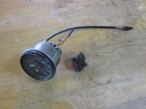 Ski doo formula speedometer w/ remote tripmeter cable 3 1/8" blue on black face