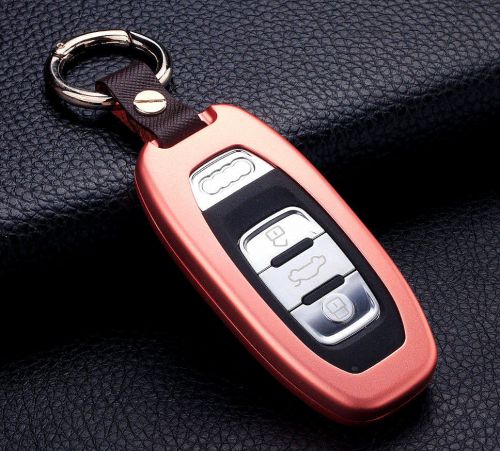 Audi aluminium rose gold smart remote key cover case fob shell w/ keyring 13-16