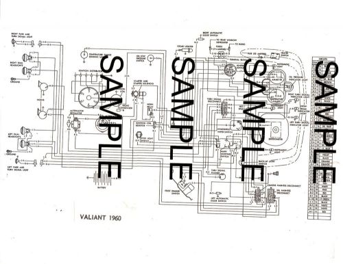 1960 plymouth valiant 60 chrysler corporation wiring diagram guide chart 5760bk