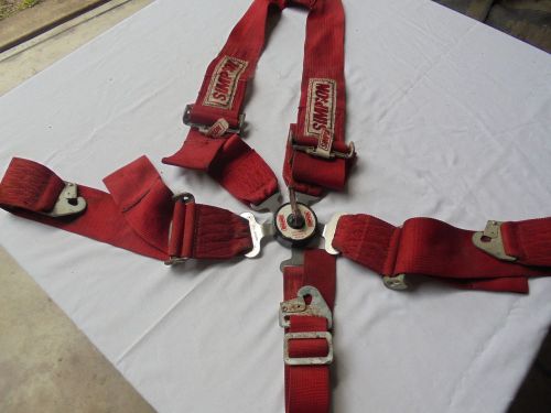 Simpson racing seat belts 5 point red cam lock used nice no reserve