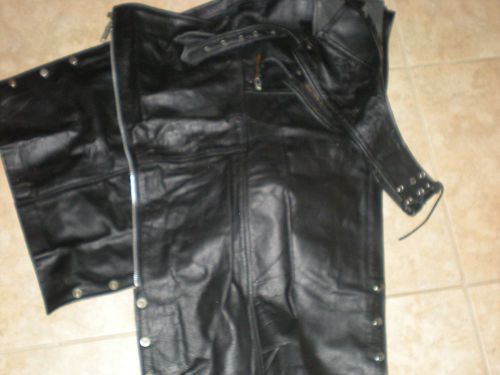 Mens leather motorcycle chaps pro rider large
