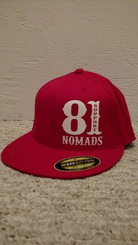 Hells angels nomads hawaii support flexfit flatbrim hat red