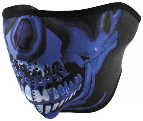 Zan headgear half face mask blue chrome skull osfm wnfm0024h