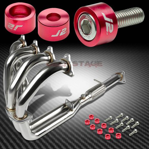 J2 for prelude h23 flex exhaust manifold racing header+red washer cup bolt
