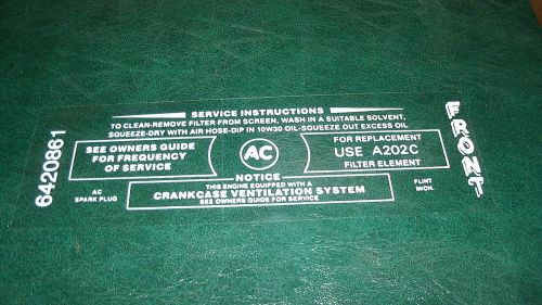 1965 buick wildcat 465 engine air cleaner base service instructions decal new