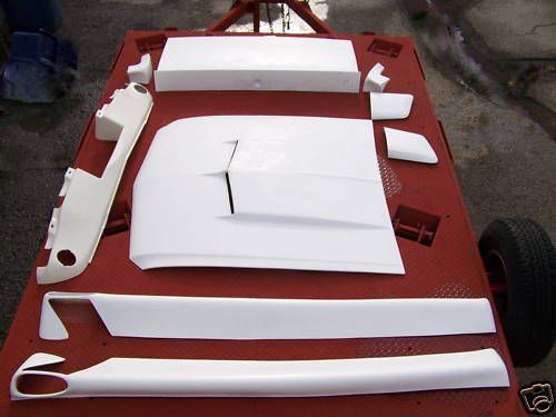 1965-1966 mustang fastback shelby style 9 piece twin scoop hood  big  body kit