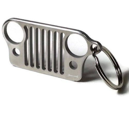 Wrench &amp; bones laser-cut 304 stainless steel jeep grill key chain for jeep wr...