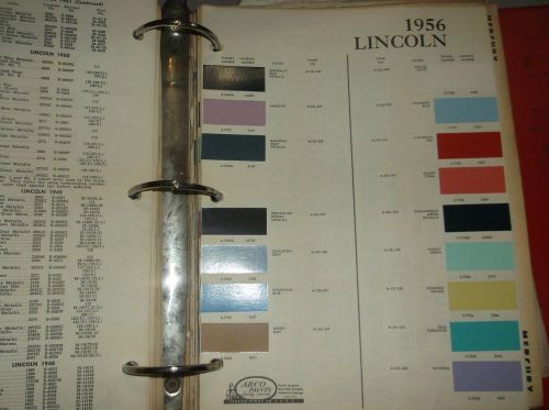 1956 lincoln color chip sheet brochure