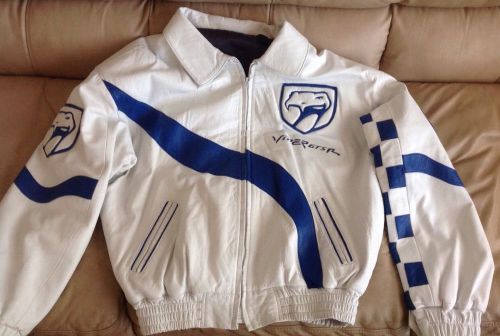 Dodge viper gts-r leather lambskin jacket sneaky pete white &amp;blue mens size xl