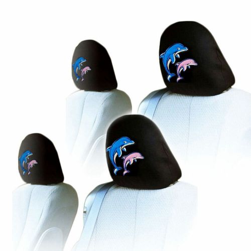Car Truck SUV Seat Headrest Cover Embroidery Dolphin Design New Uni Size Black, US $8.99, image 3