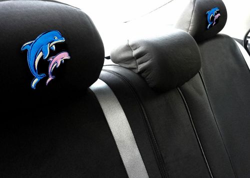 Car Truck SUV Seat Headrest Cover Embroidery Dolphin Design New Uni Size Black, US $8.99, image 5